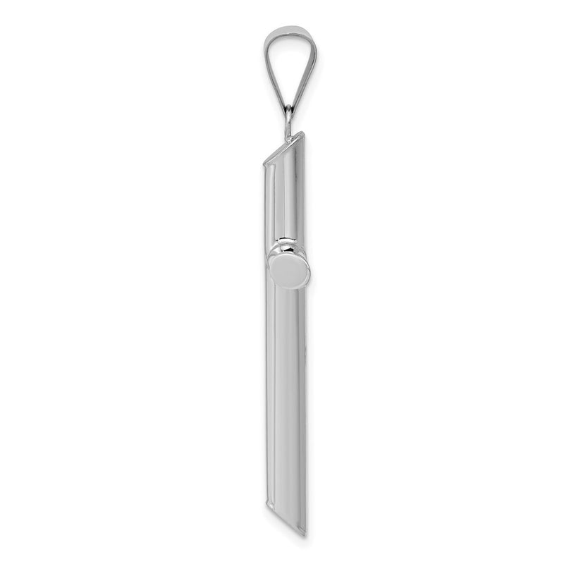 14K White Gold Polished Hollow Cross Pendant