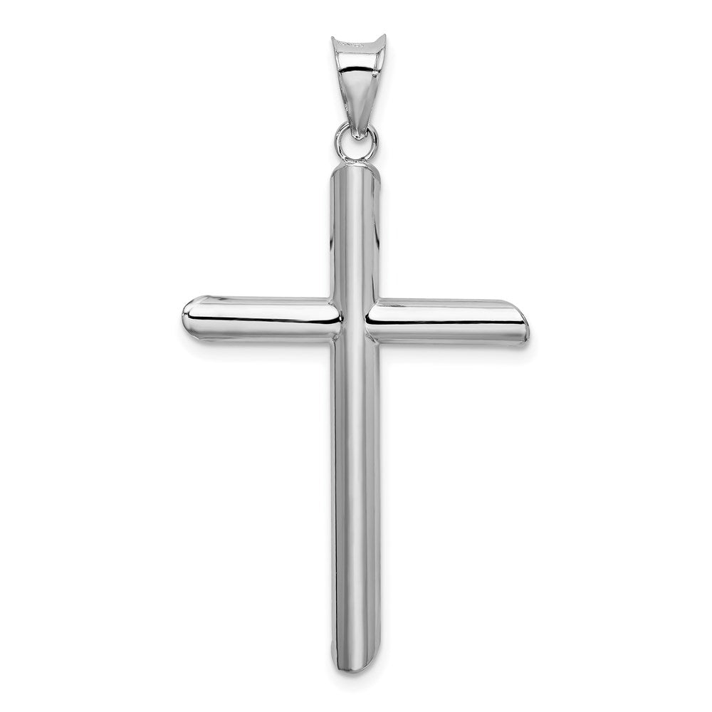 14K White Gold Polished Hollow Cross Pendant