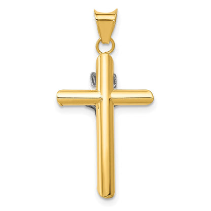 14K Two-Tone W/Rhodium Inri Crucifix Pendant