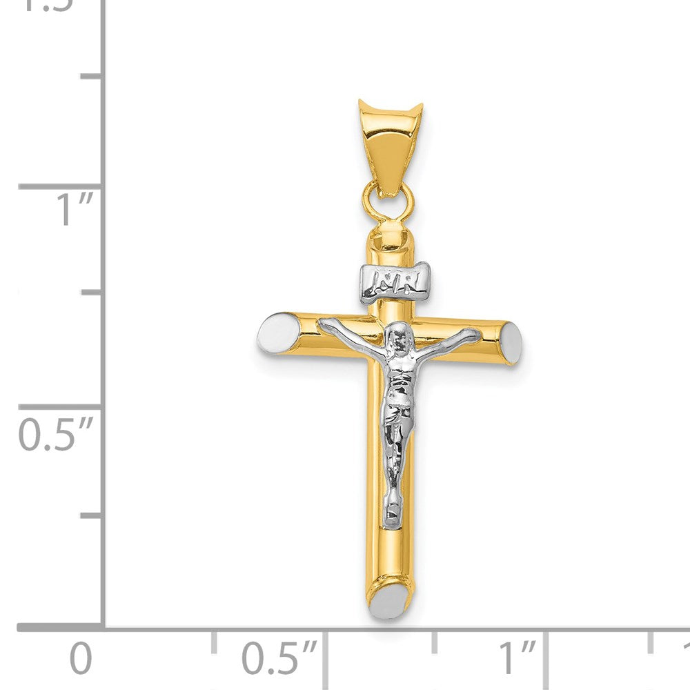 14K Two-Tone W/Rhodium Inri Crucifix Pendant