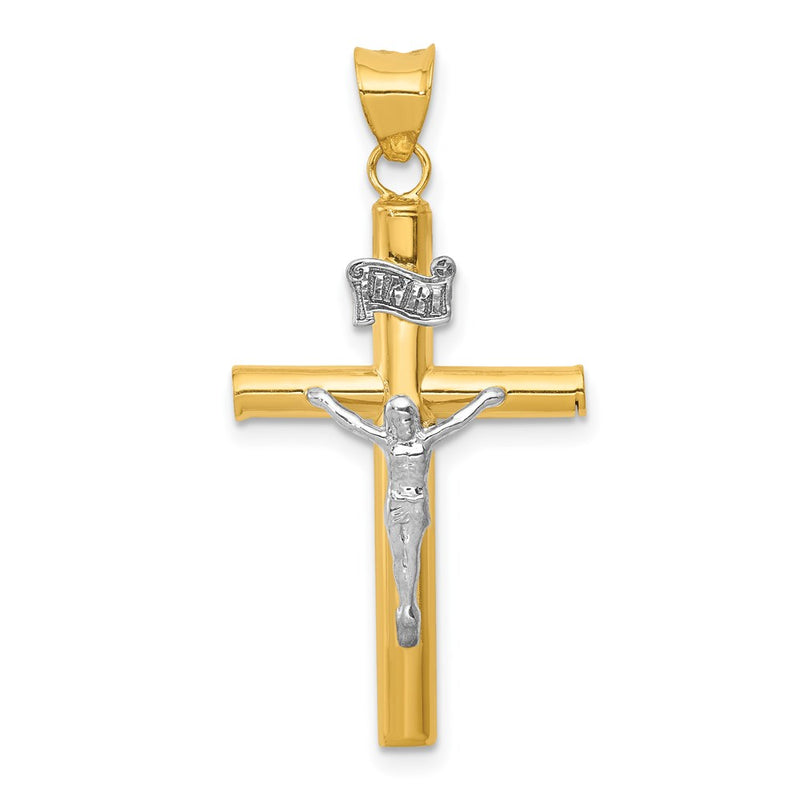 14K Two-Tone Inri Crucifix Pendant