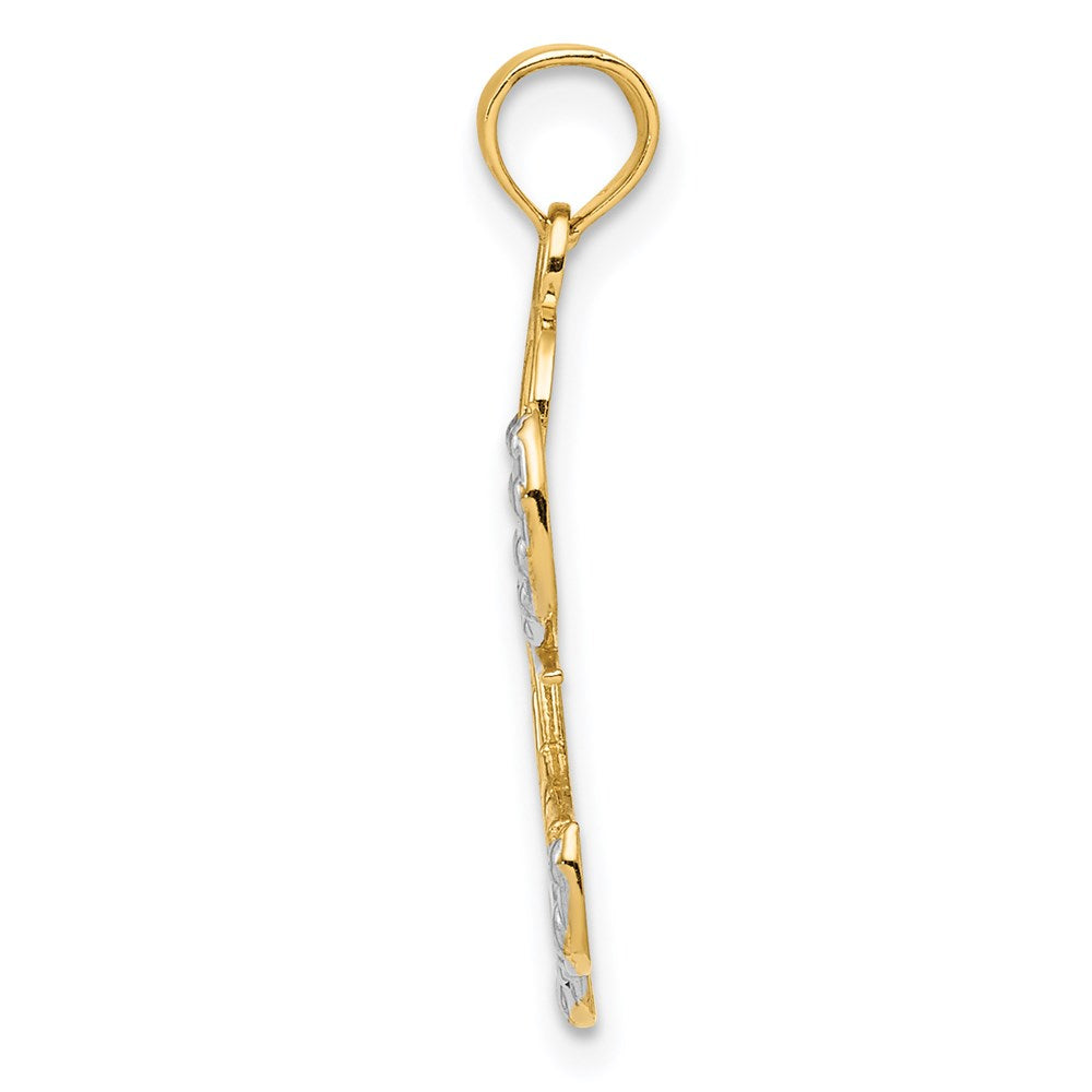 14K Yellow & Rhodium W/Rhodium Love Angel Pendant