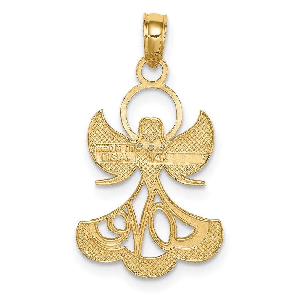 14K Yellow & Rhodium W/Rhodium Love Angel Pendant