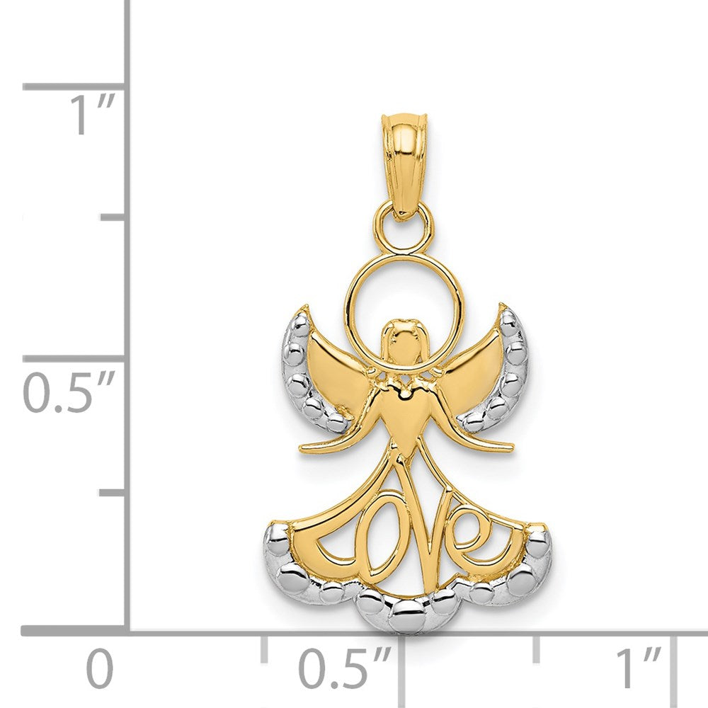 14K Yellow & Rhodium W/Rhodium Love Angel Pendant