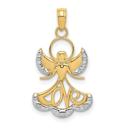 14K Yellow & Rhodium W/Rhodium Love Angel Pendant