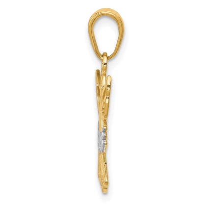 14K Yellow & Rhodium W/Rhodium Believe Angel Pendant