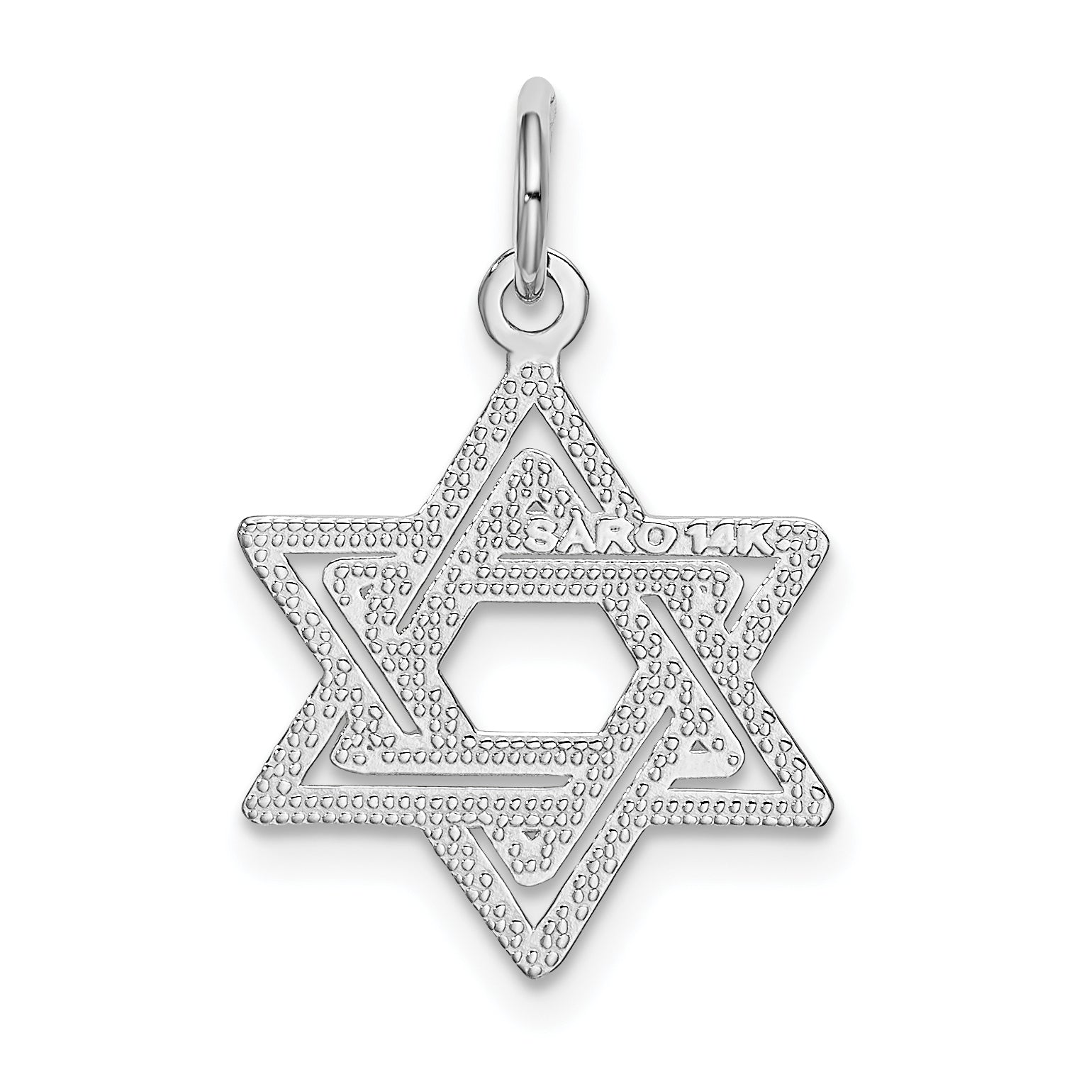 14K White Gold Star Of David Charm