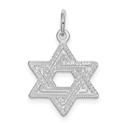14K White Gold Star Of David Charm