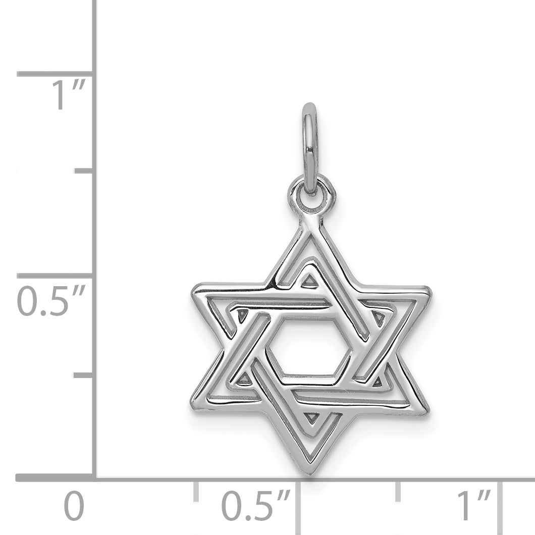 14K White Gold Star Of David Charm