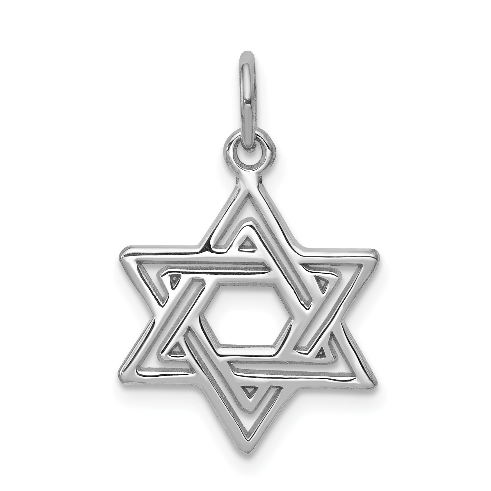 14K White Gold Star Of David Charm