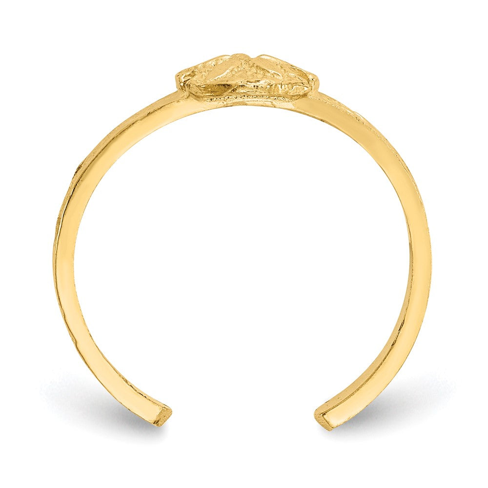 14K Yellow Gold Diamond-Cut Sand Dollar Toe Ring