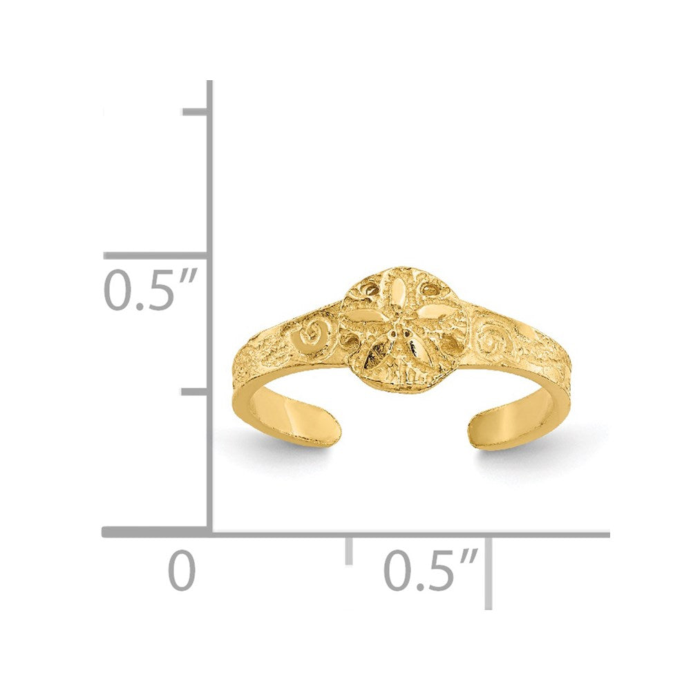 14K Yellow Gold Diamond-Cut Sand Dollar Toe Ring
