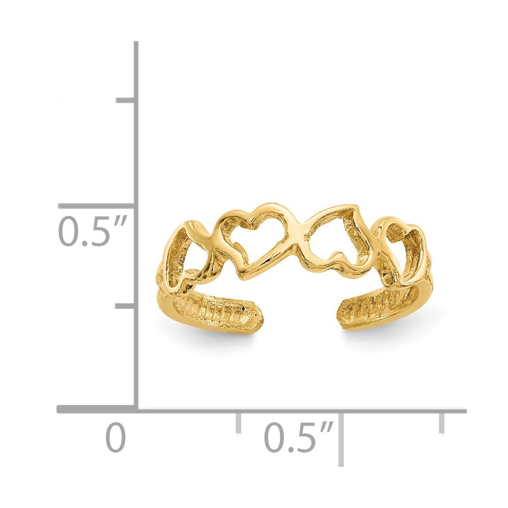 14K Yellow Gold Heart Toe Ring