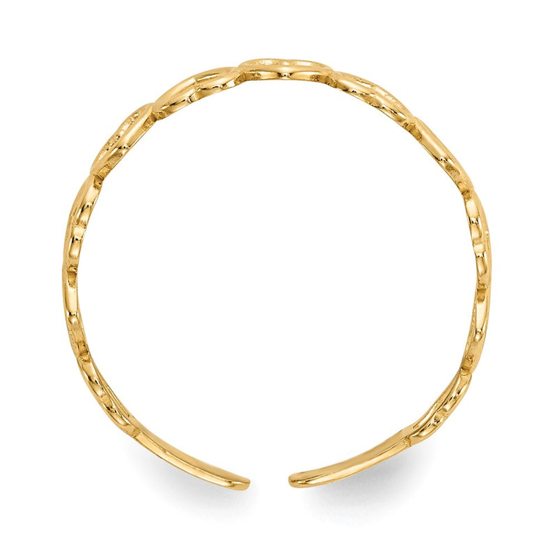 14K Yellow Gold Open Hearts Toe Ring