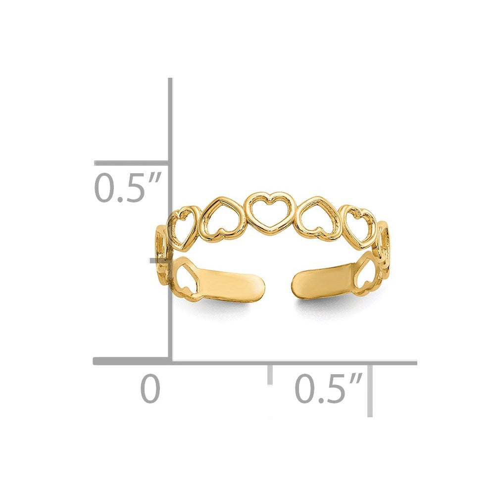 14K Yellow Gold Open Hearts Toe Ring