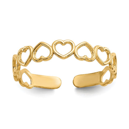 14K Yellow Gold Open Hearts Toe Ring
