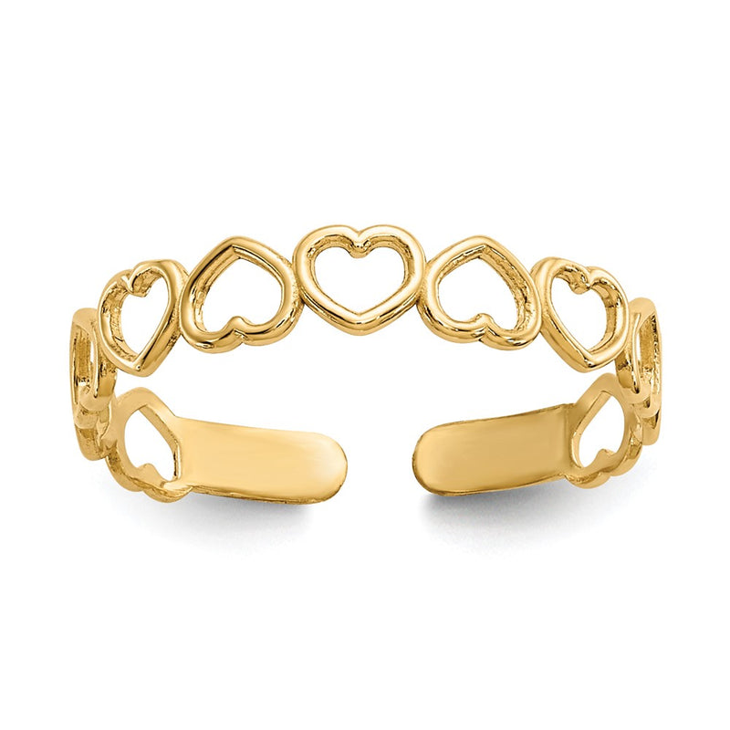14K Yellow Gold Open Hearts Toe Ring
