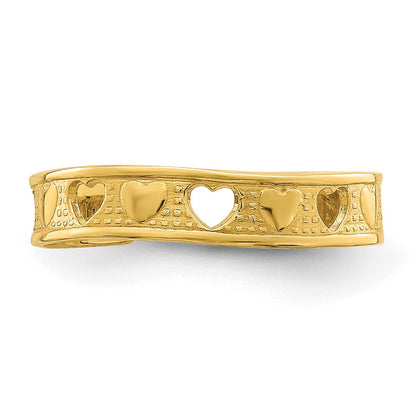 14K Yellow Gold Heart Design Toe Ring