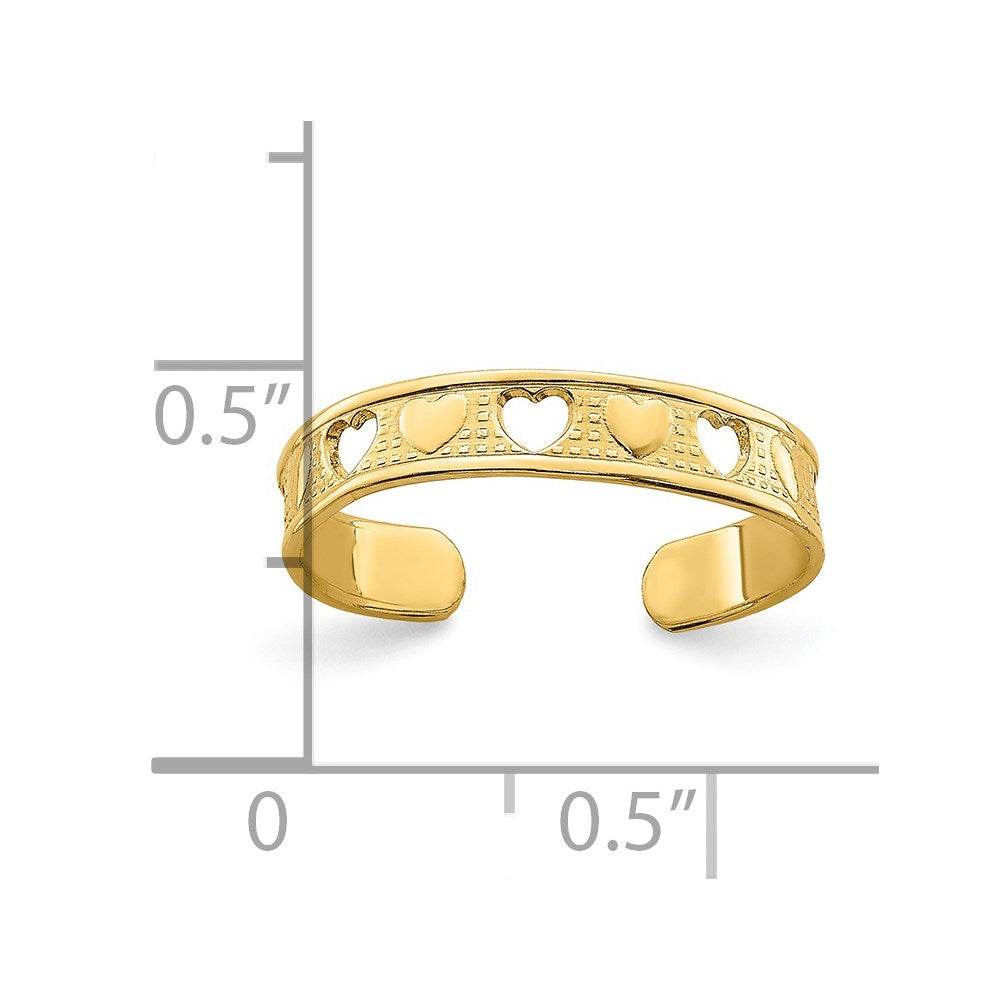 14K Yellow Gold Heart Design Toe Ring