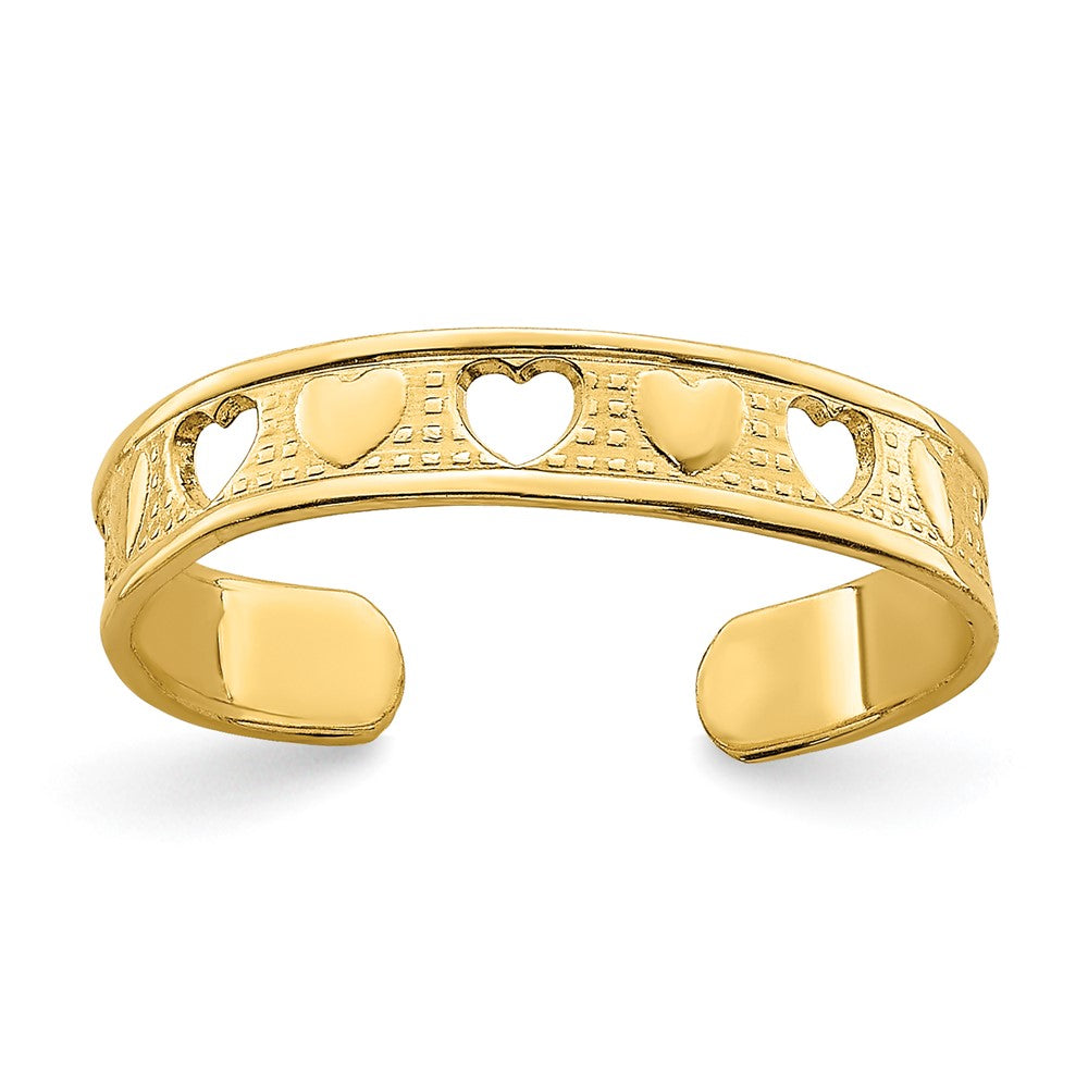 14K Yellow Gold Heart Design Toe Ring