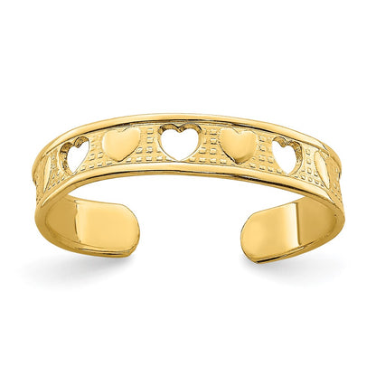 14K Yellow Gold Heart Design Toe Ring