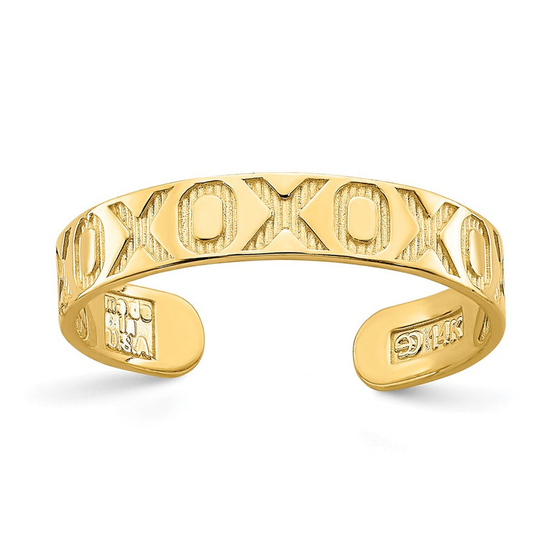 14K Yellow Gold X And O Pattern Toe Ring
