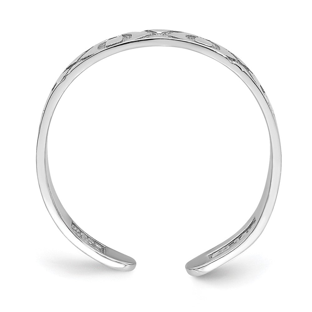 14K White Gold X And O Pattern Toe Ring