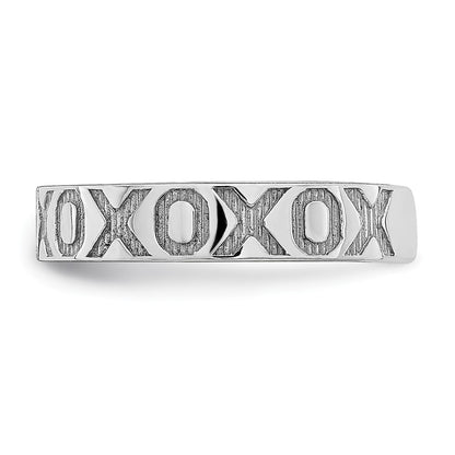 14K White Gold X And O Pattern Toe Ring