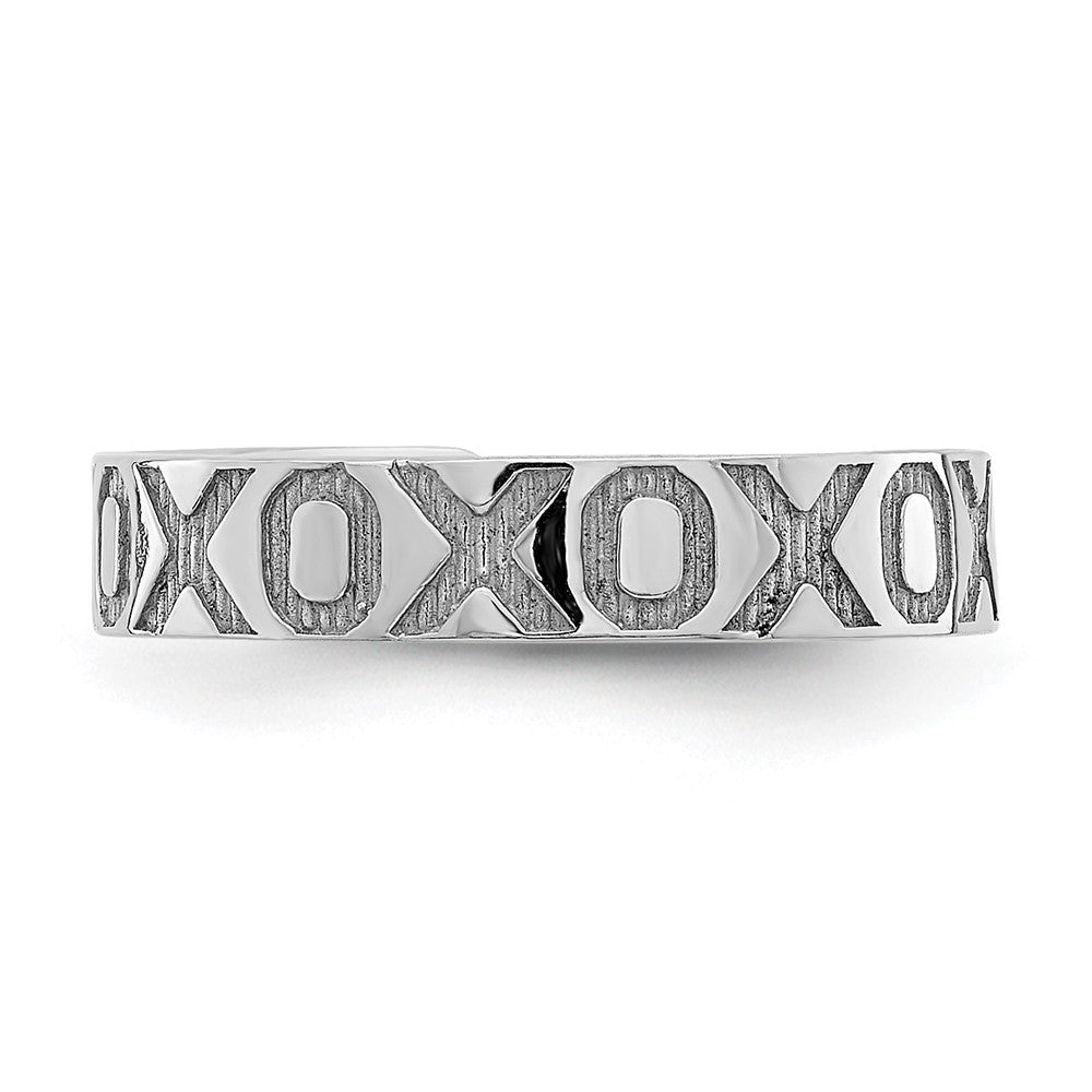 14K White Gold X And O Pattern Toe Ring