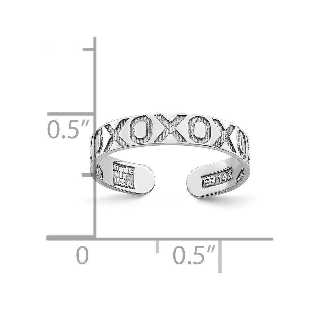 14K White Gold X And O Pattern Toe Ring