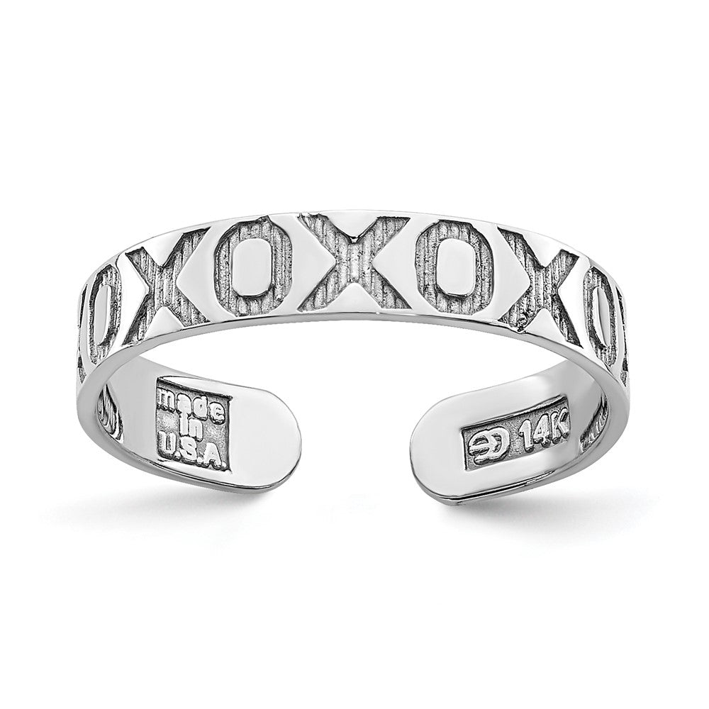 14K White Gold X And O Pattern Toe Ring