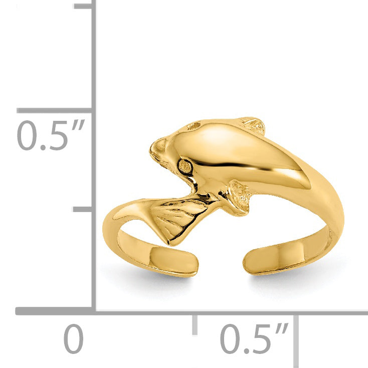 14K Yellow Gold Dolphin Toe Ring