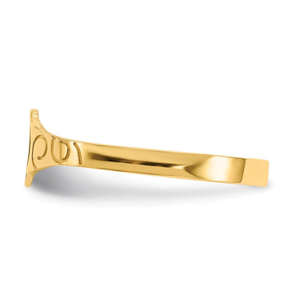 14K Yellow Gold Polished Oval Baby Signet Ring