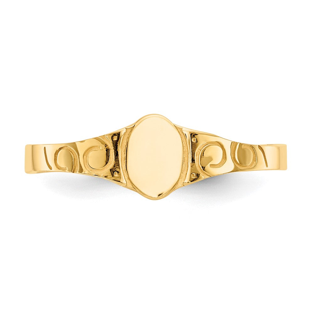 14K Yellow Gold Polished Oval Baby Signet Ring