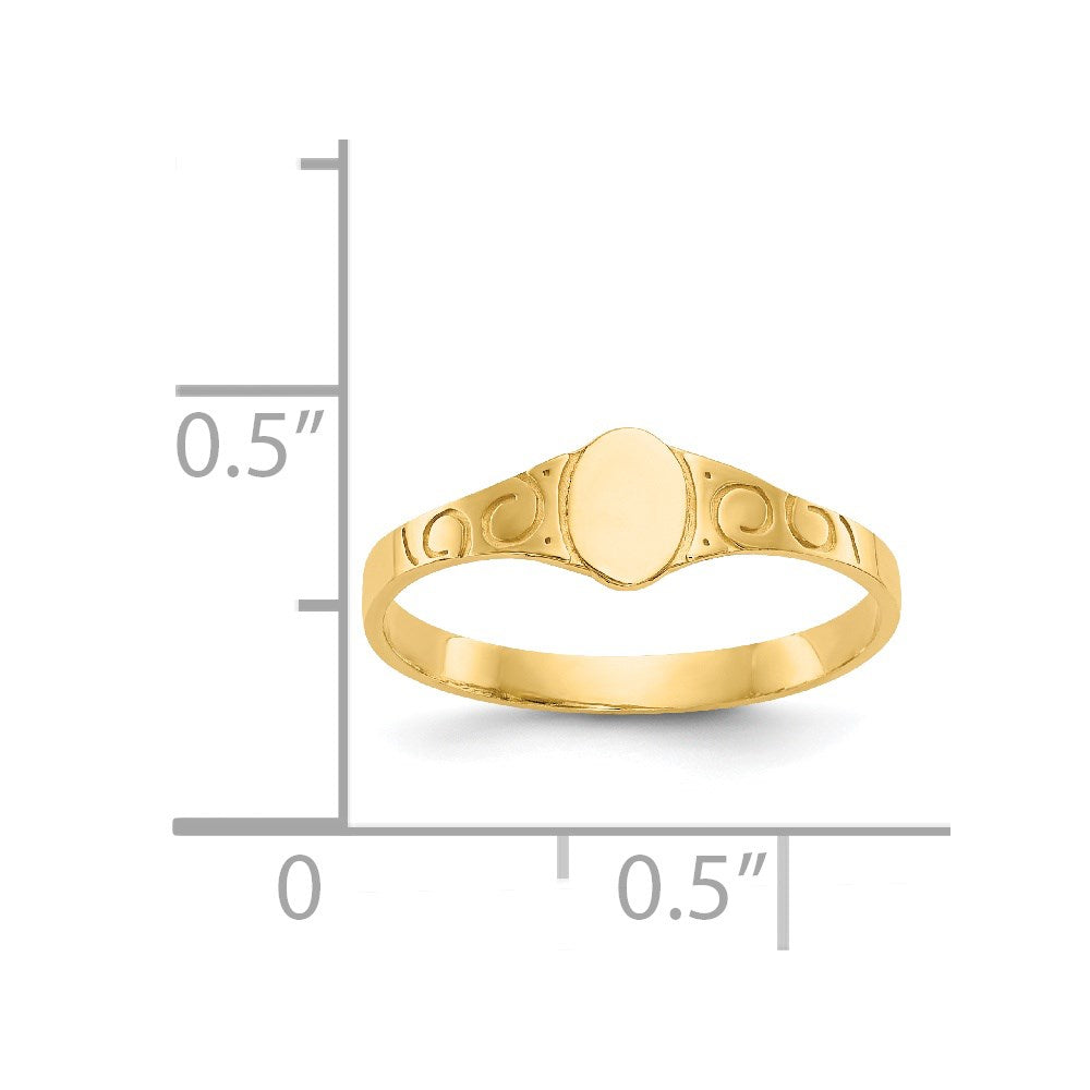 14K Yellow Gold Polished Oval Baby Signet Ring