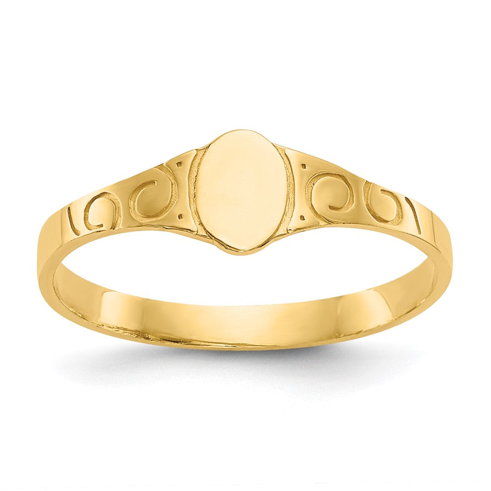 14K Yellow Gold Polished Oval Baby Signet Ring