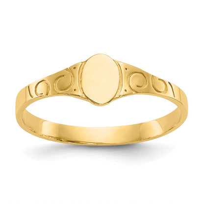 14K Yellow Gold Polished Oval Baby Signet Ring