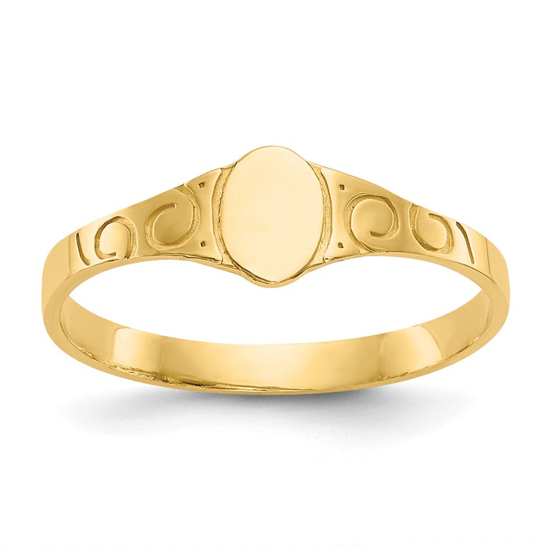 14K Yellow Gold Polished Oval Baby Signet Ring