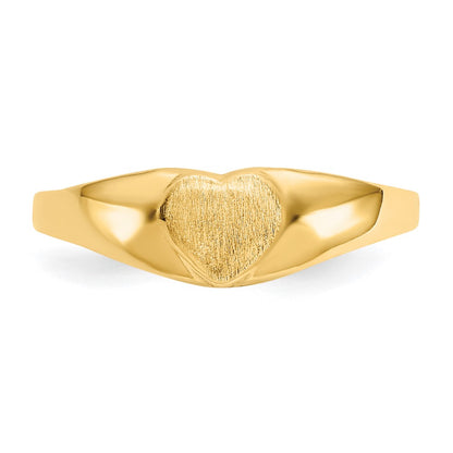 14K Yellow Gold Satin Baby Heart Signet Ring
