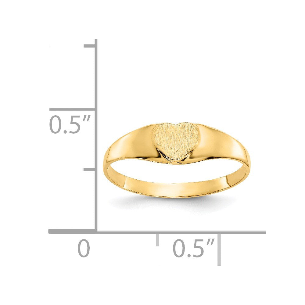 14K Yellow Gold Satin Baby Heart Signet Ring