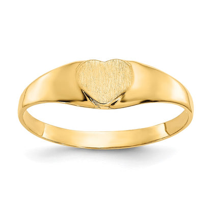 14K Yellow Gold Satin Baby Heart Signet Ring