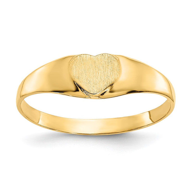 14K Yellow Gold Satin Baby Heart Signet Ring