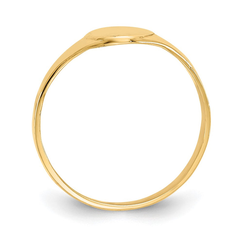 14K Yellow Gold High Polished Oval Closed Back Baby Signet Ring