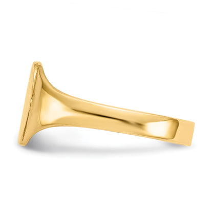 14K Yellow Gold High Polished Oval Closed Back Baby Signet Ring