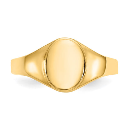 14K Yellow Gold High Polished Oval Closed Back Baby Signet Ring