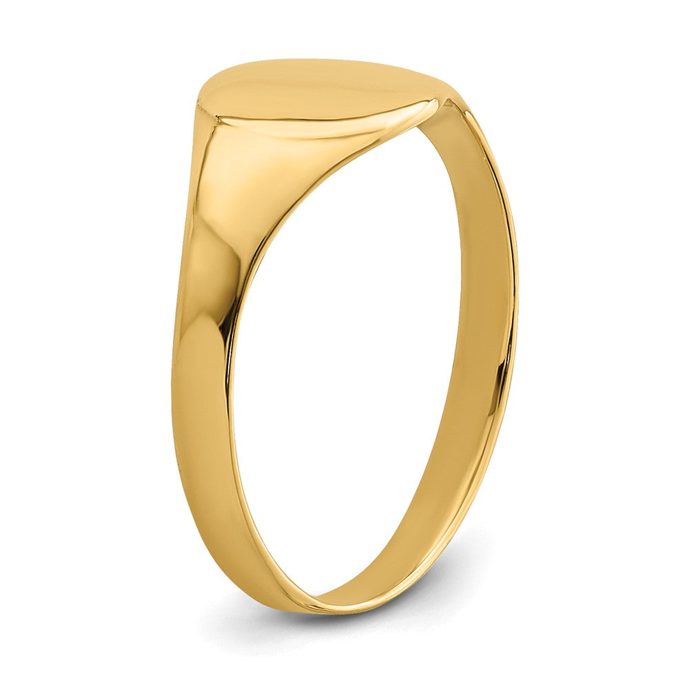 14K Yellow Gold High Polished Oval Closed Back Baby Signet Ring
