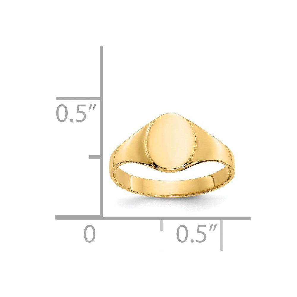 14K Yellow Gold High Polished Oval Closed Back Baby Signet Ring