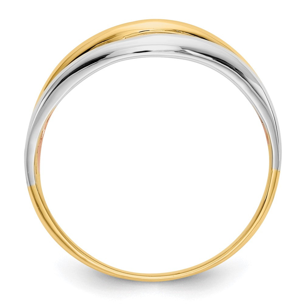 14K Tri Color Open Fancy Ring