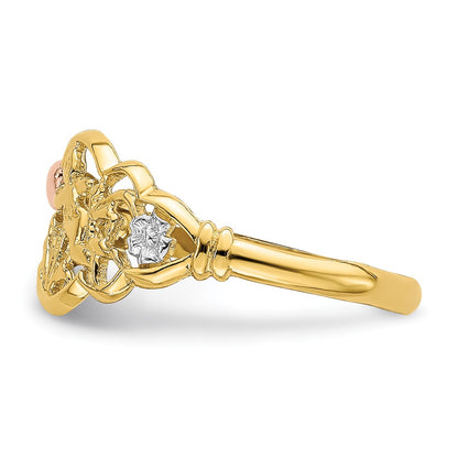 14K Two Tone White Rhodium Angel Ring