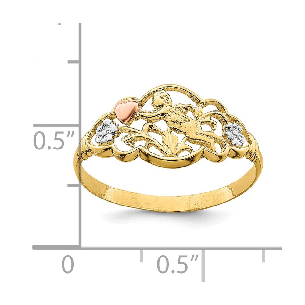 14K Two Tone White Rhodium Angel Ring